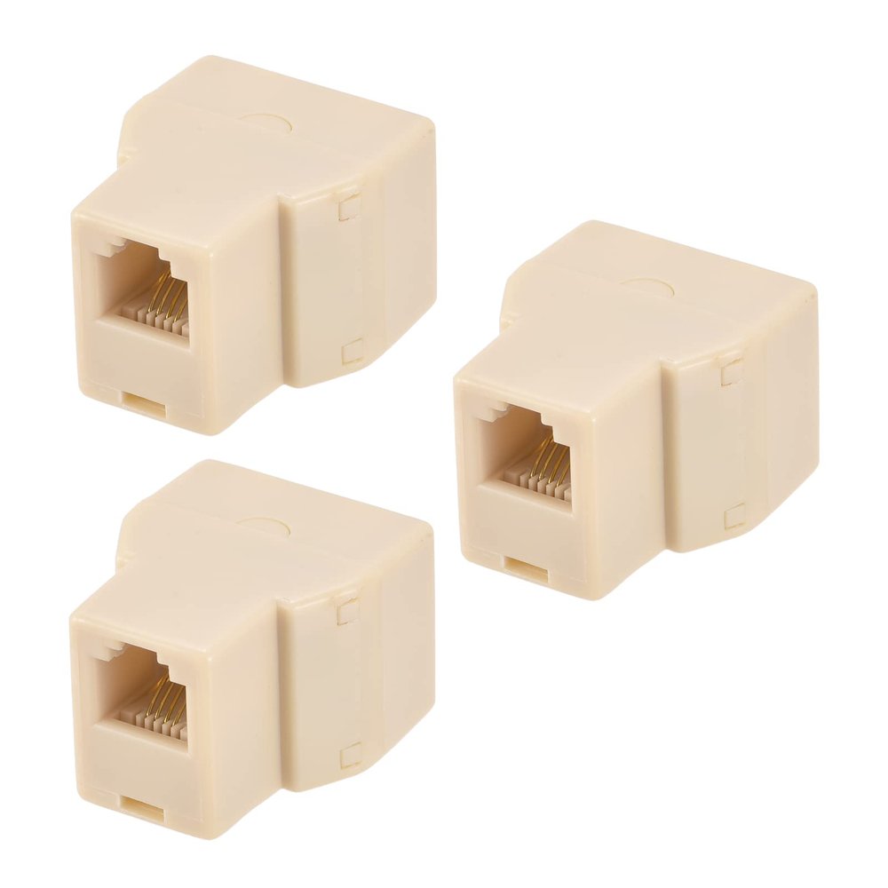 MECCANIXITY Phone Jack Splitter 6P4C Male to 2 Female Way Socket Adapter Telephone Line Splitter 3 Pack