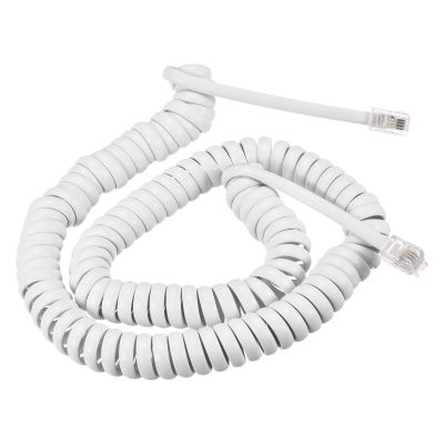 MECCANIXITY Telephone Handset Cord, 4P4C 13.12 Feet Coiled Landline Phone Handset Cable for Home or Office White
