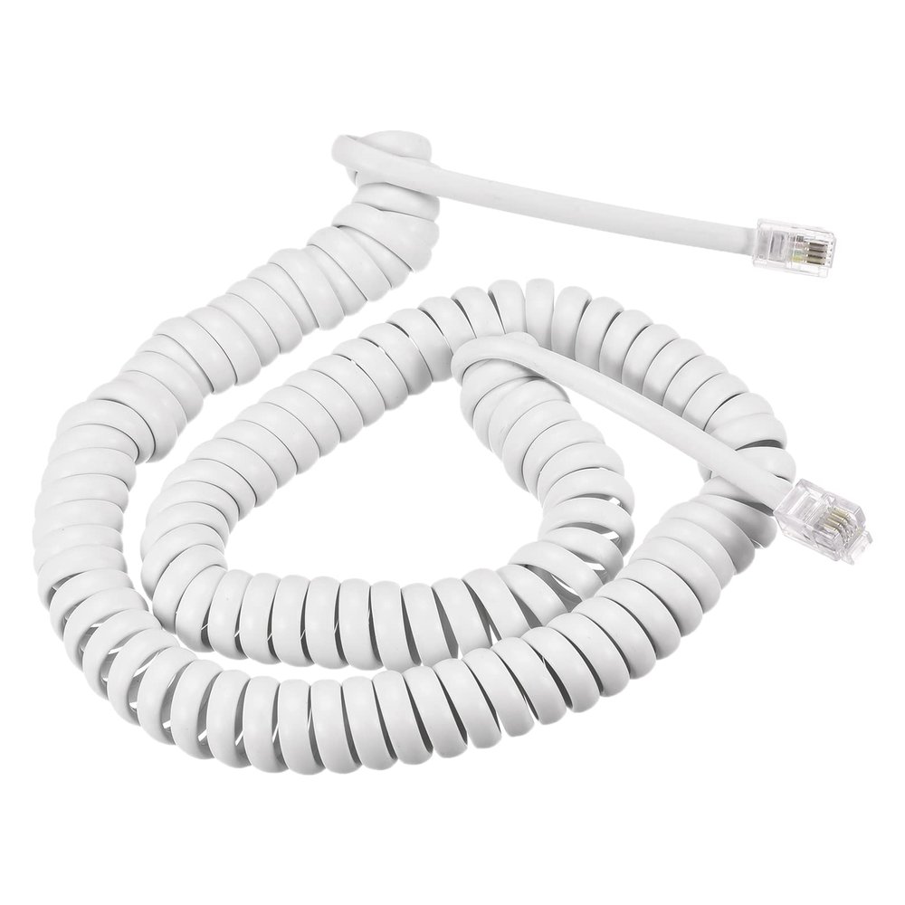 MECCANIXITY Telephone Handset Cord, 4P4C 16.4 Feet Coiled Landline Phone Handset Cable for Home or Office White