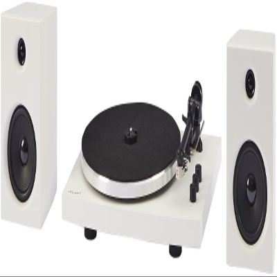 Crosley T150C-WH 2-Speed Bluetooth Turntable Record Player System with Weighted Tone Arm and Stereo Speakers, White
