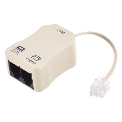MECCANIXITY in-Line DSL Splitter Filter, 6P2C 2 Way Socket Adapter Phone Line Splitter for Telephone, Fax Machine Beige