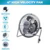 Comfort Zone 4-inch All-Metal Desk Fan with USB or Power Cord, Single Speed, 360 Degree Adjustable Tilt, Compact & Durable Mini Electric Fan for Home, Office or Travel Use, Black view 3