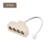 MECCANIXITY Phone Jack Splitter 6P4C Male to 4 Female Way Socket Adapter Telephone Line Splitter with Telephone Extension Cord 3 Pack view 3