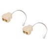 MECCANIXITY Phone Jack Splitter 6P4C Male to 2 Female Way Socket Adapter Telephone Line Splitter with Telephone Extension Cord 2 Pack view 1