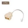 MECCANIXITY Phone Jack Splitter 6P4C Male to 2 Female Way Socket Adapter Telephone Line Splitter with Telephone Extension Cord 2 Pack view 3