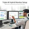 SIIG USB-C Triple 4K 60Hz Docking Station with 100W PD - Triple 4K@60Hz or Single 5K@60Hz Monitor Laptop Dock - DisplayLink - 3X HDMI, 2X DisplayPort, 3X USB-A, 2X USB-C, Gigabit Ethernet view 4