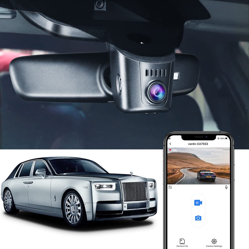 Fitcamx 4K Dash Cam Adapts for Rolls-Royce Ghost 2020-2022 Sedan Black Badge Extended Wheelbase, OEM Style, UHD 2160P Video, WiFi & APP, Loop Recording, Collision Detection, Easy to Use, 64GB Card