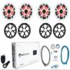 Rockville RKL65MBW Bundle: (4) 6.5 in 700W Peak/170W RMS Marine Speakers with LED and Black/White Grilles, Atom S20 4-Channel 1600W Bluetooth Amplifier, RMWK4 Amp Kit, MRCA25 RCA Cable, 7-Items view 1