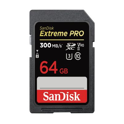 SanDisk Extreme PRO SDSDXDK-064G-GHJIN SD Card, 64 GB, SDXC Class 10, UHS-II V90, Reads up to 300 MB/s, New Package