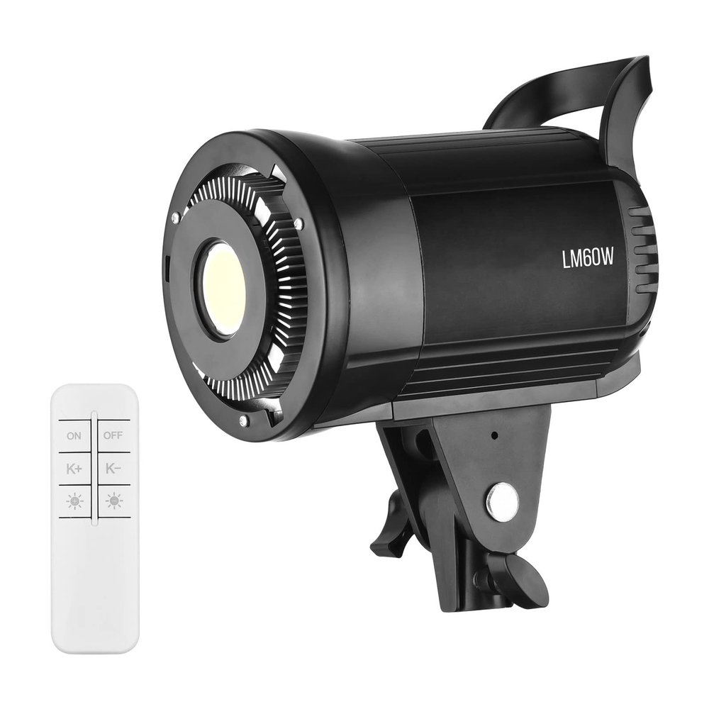 Andoer LM60W Portable LED Photography Fill Light 60W Studio Video Light 5600K Dimmable Bowens Mount Continuous Light with Remote Control for Product Portrait Wedding Photography Live Streaming Video