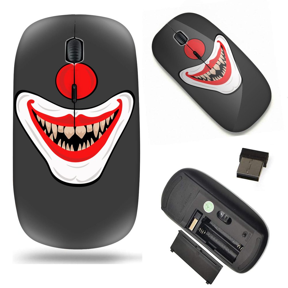 2.4G Slim Wireless Mouse with Nano Receiver , Portable Mobile Optical Mice for Notebook, PC, Laptop, Computer, MacBook - Evil Clown