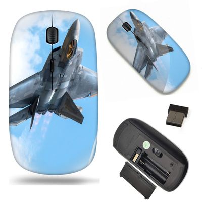 2.4G Slim Wireless Mouse with Nano Receiver , Portable Mobile Optical Mice for Notebook, PC, Laptop, Computer, MacBook - F-22 Fighter Jet Aircraft