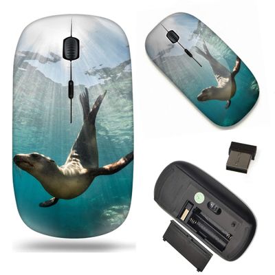 2.4G Slim Wireless Mouse with Nano Receiver , Portable Mobile Optical Mice for Notebook, PC, Laptop, Computer, MacBook - Underwater Sea Lion