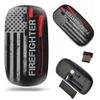 2.4G Slim Wireless Mouse with Nano Receiver , Portable Mobile Optical Mice for Notebook, PC, Laptop, Computer, MacBook - Firefighter and Flag of USA view 1