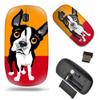 2.4G Slim Wireless Mouse with Nano Receiver , Portable Mobile Optical Mice for Notebook, PC, Laptop, Computer, MacBook - Boston Terrier Illustration view 1
