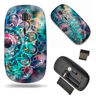 2.4G Slim Wireless Mouse with Nano Receiver , Portable Mobile Optical Mice for Notebook, PC, Laptop, Computer, MacBook - Nebula Galaxy Mandala