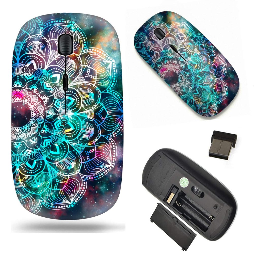 2.4G Slim Wireless Mouse with Nano Receiver , Portable Mobile Optical Mice for Notebook, PC, Laptop, Computer, MacBook - Nebula Galaxy Mandala