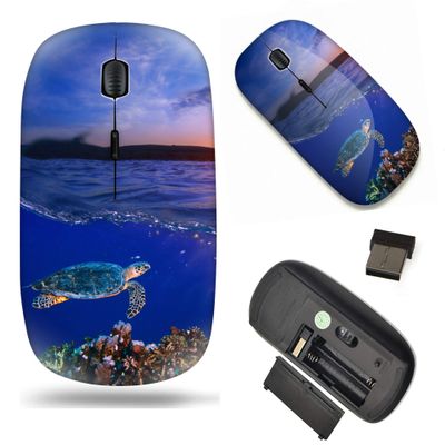 2.4G Slim Wireless Mouse with Nano Receiver , Portable Mobile Optical Mice for Notebook, PC, Laptop, Computer, MacBook - Underwater Sea Turtle
