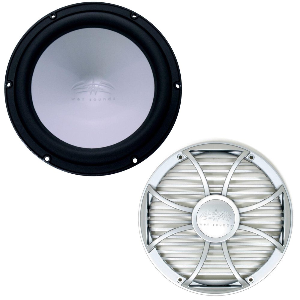 Wet Sounds REVO10FAS2-B 10" Black Marine Subwoofer 2-OHM with Included Silver Saltwater Series Grill