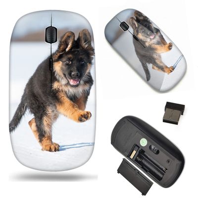 2.4G Slim Wireless Mouse with Nano Receiver , Portable Mobile Optical Mice for Notebook, PC, Laptop, Computer, MacBook - German Shepherd Dog