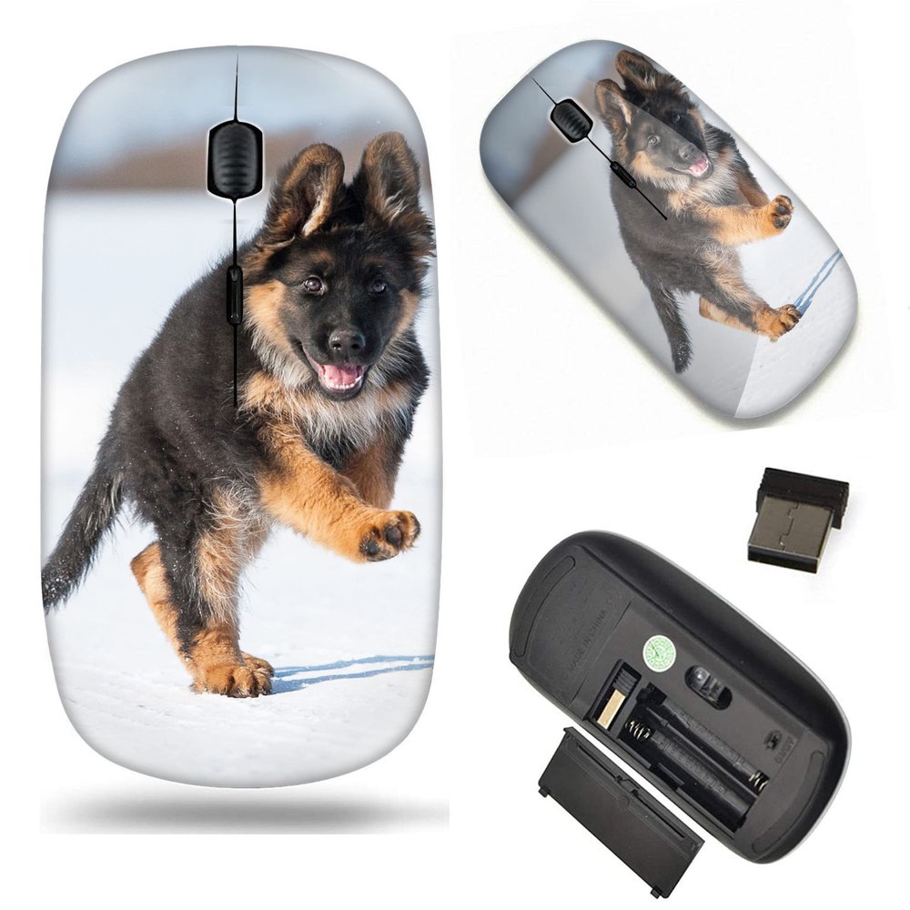 2.4G Slim Wireless Mouse with Nano Receiver , Portable Mobile Optical Mice for Notebook, PC, Laptop, Computer, MacBook - German Shepherd Dog