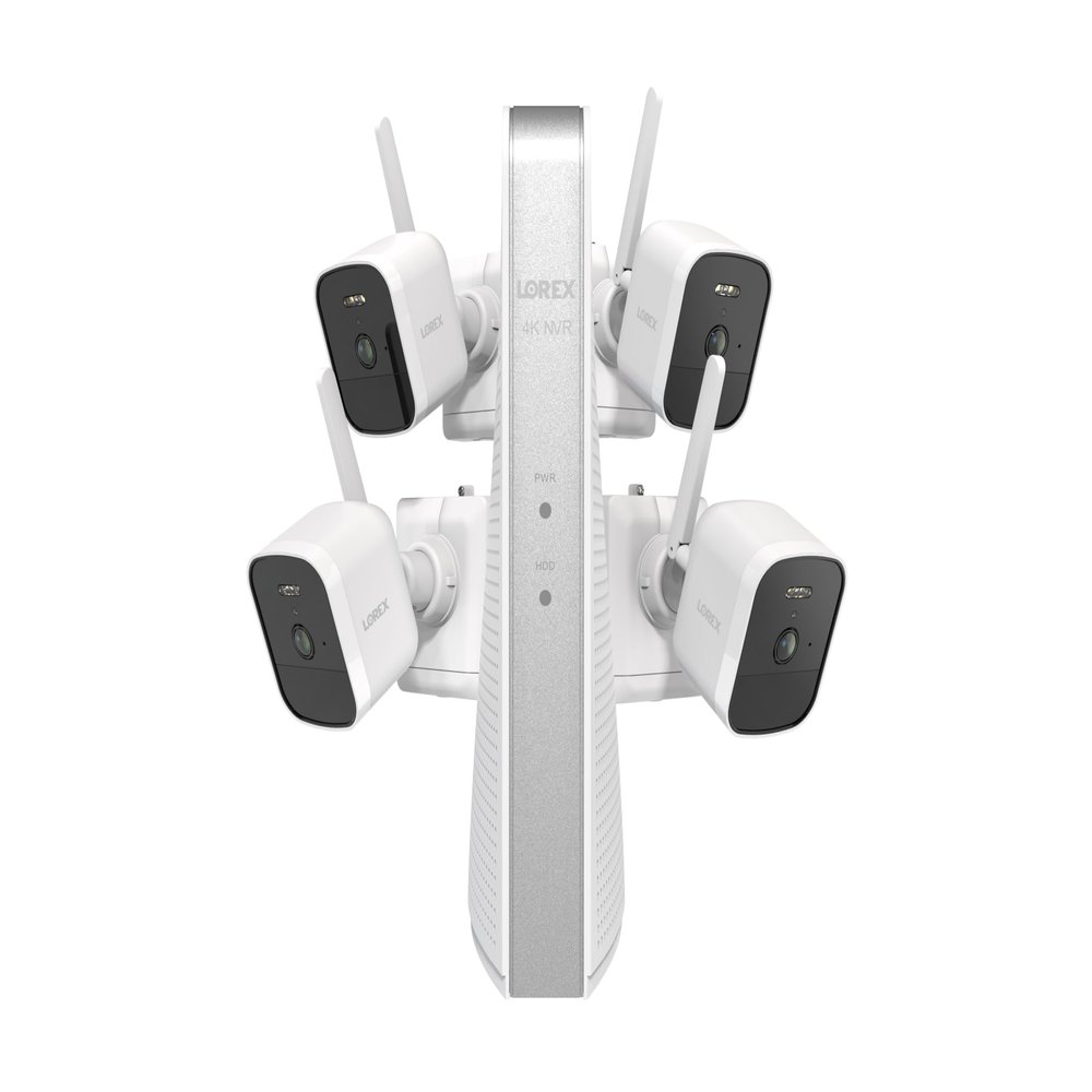 Lorex 4K WiFi Halow 6-Channel NVR Indoor/Outdoor Security System with 4 Battery-Powered Wireless Cameras (White)