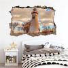 3D Wall Decal | Lighthouse Art Vinyl Decor Sticker | Landscape Removable | Peel and Stick | Cracked Border Girls Boys Bedroom Nursery Room Decor 47 x 31 Inch view 2
