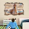 3D Wall Decal | Lighthouse Art Vinyl Decor Sticker | Landscape Removable | Peel and Stick | Cracked Border Girls Boys Bedroom Nursery Room Decor 47 x 31 Inch view 3