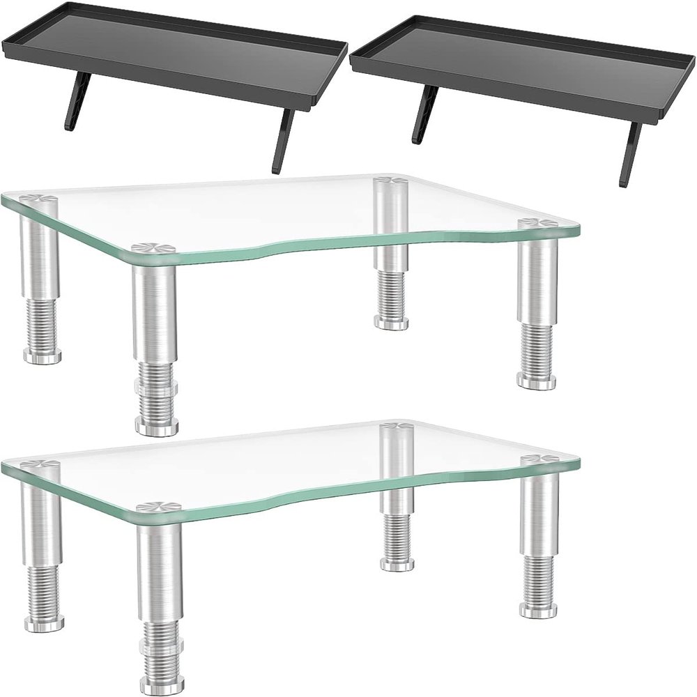 Computer Monitor Riser with Height Adjustable Multi Media Desktop Stand&Top Shelf TV Mounting Bracket 12 Inch Flat Panel Mount
