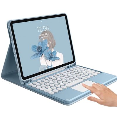 HENGHUI Keyboard Case for iPad mini 7 A17 Pro 2024/ iPad mini 6 2021 8.3 inch Touchpad Detachable Keyboard Round Key Color Slim Smart Cover,Blue