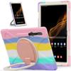 360 Rotation Case for Galaxy S8 Ultra 14.6" Sturdy Cover Rotate Ring Stand Shoulder Carrying Strap Hand Strap Rugged Children Outdoor Case (Colorful Pink, Tab S8 Ultra)