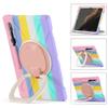 360 Rotation Case for Galaxy S8 Ultra 14.6" Sturdy Cover Rotate Ring Stand Shoulder Carrying Strap Hand Strap Rugged Children Outdoor Case (Colorful Pink, Tab S8 Ultra) view 4