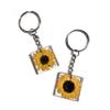 Mini Sunflower Keychain, Cute Hippie Purse Charm, New Car Gift for Her, Womens Wallet Accessory, Boho Wristlet Key Ring, BFF Phone Pendant view 1