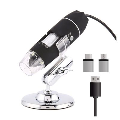 Lab Microscope Slides Adjustable 1600X LED Digital Microscope Camera USB Magnifier Microscope Parts (Color : USB 1600X and 4 pcs)