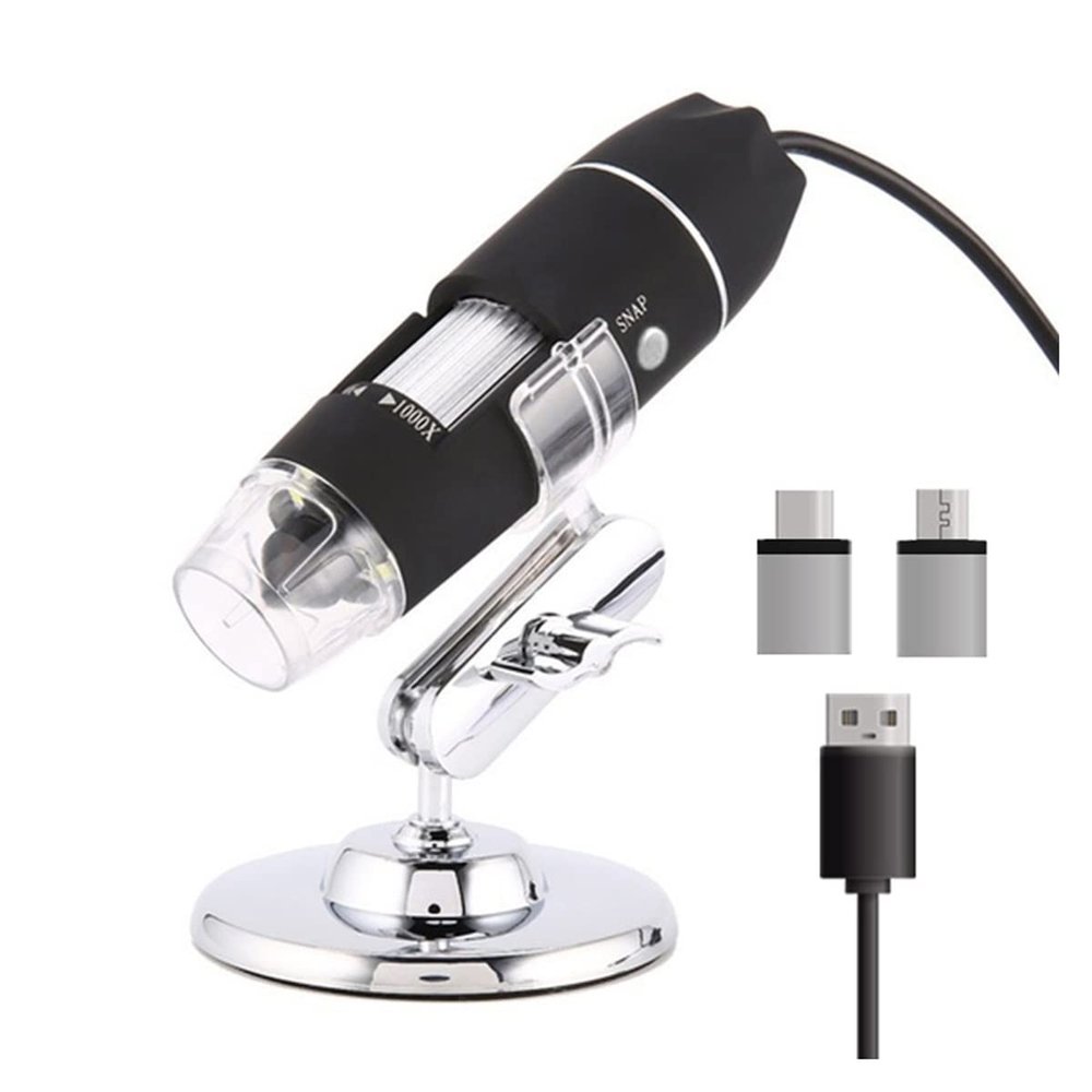 Lab Microscope Slides Adjustable 1600X LED Digital Microscope Camera USB Magnifier Microscope Parts (Color : USB 1600X and 4 pcs)