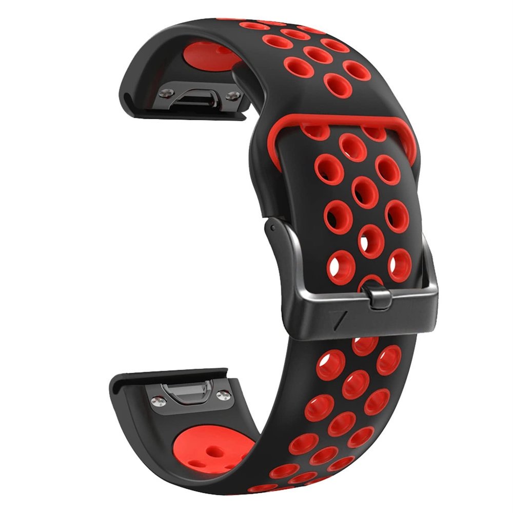 CZKE 26mm 22mm Quick Fit Watchband For Garmin Fenix 6 6X Pro 5X 5 Plus 3HR S60 945 Enduro Silicone Bracelet Quick Release Wrist Strap (Color : B, Size : Black Black Clasp)