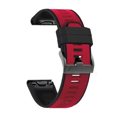CZKE 26 22mm Silicone Quick Release Watchband Strap For Garmin Fenix 6X 6 6S Pro 5X 5 Plus 3HR Enduro Smartwatch Easyfit Wrist Strap (Color : D, Size : Black Black Clasp)