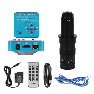 Microscope Kit 13MP Monocular Microscope Digital Camera Set 130X Or 180X Adjustable Lens Microscope Lens Adapters (Color : 38MP HDMI USB 180X)