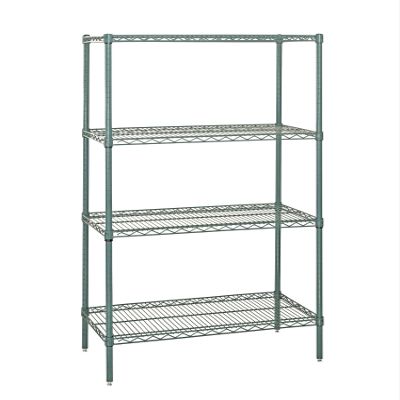 Quantum Storage Systems WR74-2130P-5 Wire Shelving Starter Kit, 30" W x 21" D x 74" H, 600 lbs Capacity, Carbon Steel, Epoxy Coated, Green, NSF