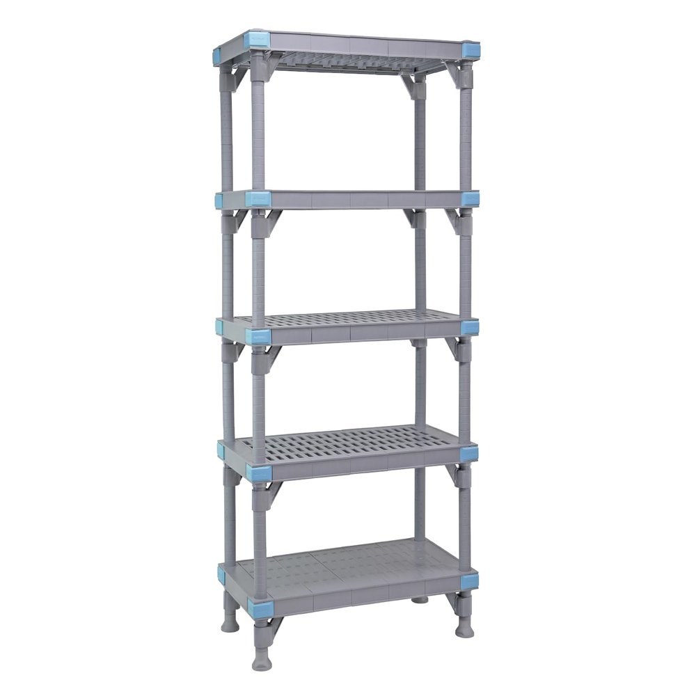 Quantum Storage Systems QP245462V4S1 Millenia Shelving Unit, 54" W x 24" D x 62" H, 2000 lbs Capacity, Polypropylene/ABS, Gray, NSF