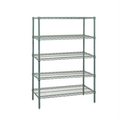 Quantum Storage Systems WR86-3660P-5 Wire Shelving Starter Kit, 60" W x 36" D x 86" H, 600 lbs Capacity, Carbon Steel, Epoxy Coated, Green, NSF