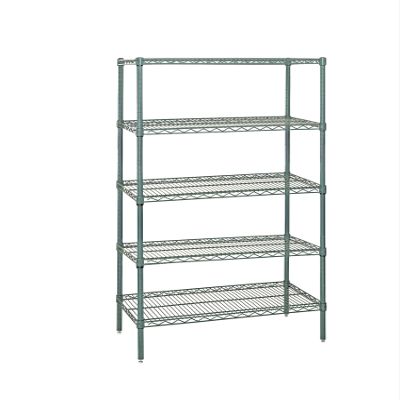 Quantum Storage Systems WR54-3660P-5 Wire Shelving Starter Kit, 60" W x 36" D x 54" H, 600 lbs Capacity, Carbon Steel, Epoxy Coated, Green, NSF