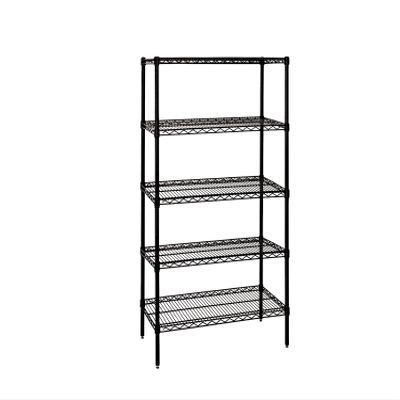 Quantum Storage Systems WR54-2454BK-5 Wire Shelving Starter Kit, 54" W x 24" D x 54" H, 600 lbs Capacity, Carbon Steel, Epoxy Coated, Black, NSF