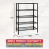 Quantum Storage Systems WR54-2454BK-5 Wire Shelving Starter Kit, 54" W x 24" D x 54" H, 600 lbs Capacity, Carbon Steel, Epoxy Coated, Black, NSF view 2