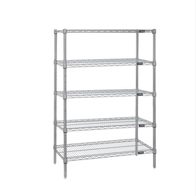 Quantum Storage Systems WR74-1824S-5 Wire Shelving Starter Kit, 24" W x 18" D x 74" H, 600 lbs Capacity, Stainless, Stainless, NSF
