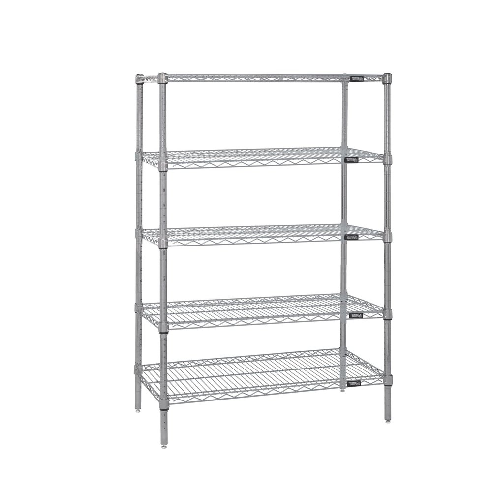 Quantum Storage Systems WR74-1824S-5 Wire Shelving Starter Kit, 24" W x 18" D x 74" H, 600 lbs Capacity, Stainless, Stainless, NSF
