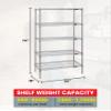 Quantum Storage Systems WR74-1824S-5 Wire Shelving Starter Kit, 24" W x 18" D x 74" H, 600 lbs Capacity, Stainless, Stainless, NSF view 2