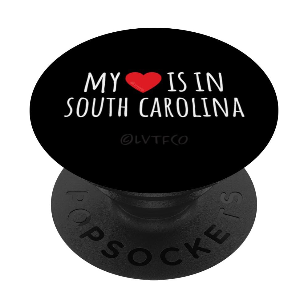 MY HEART IS IN SOUTH CAROLINA Cute American State PopSockets Adhesive PopGrip