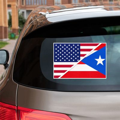 American Puerto Rico Flag Merged Puerto Rican Vinyl Decal Sticker for Car Boat Laptop Reflective Glossy Choose Size (6'' x 4.1" (15.2cm x 10.3cm), Reflective)