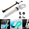 Toilet Plunger, Air Drain Blaster Kit, Clog Remover, Powerful Manual Pneumatic Dredge Equipment with Replaceable Heads & Visual Barometer, for Clogged Toilet Sink Sewer Pipe Dredge view 2